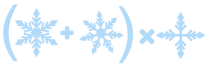 7 - Escape Rooms Cheltenham Vertical arrangement of light-blue snowflakes and decorative symbols on a black background, forming a winter-themed motif